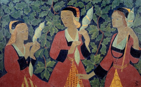 Framed Three Spinners, 1918 Print