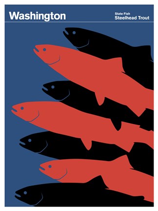 Framed Montague State Posters - Washington Print