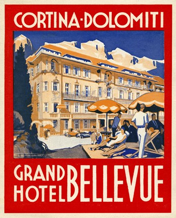 Framed Cortina-Dolomiti, Grand Hotel Bellevue Print