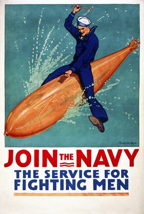 Framed Join the Navy, the Service for Fighting Men Print