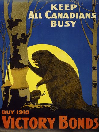 Framed Keep All Canadians Busy, 1918 Victory Bonds Print
