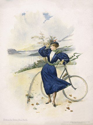 Framed Cycling, Riverside Drive, New York Print