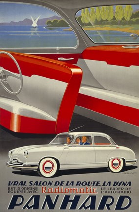 Framed Panhard Automobiler by Mediterranean Beach Print