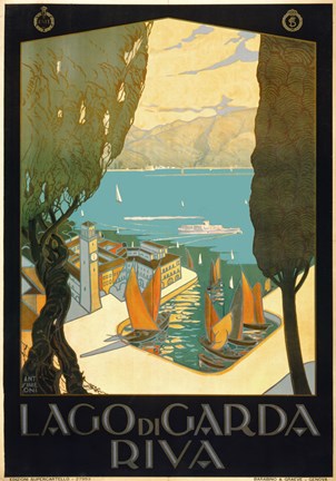 Framed Wharf on Lake Garda Italy Print