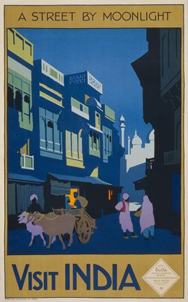 Framed Street by Moonlight - Visit India Print