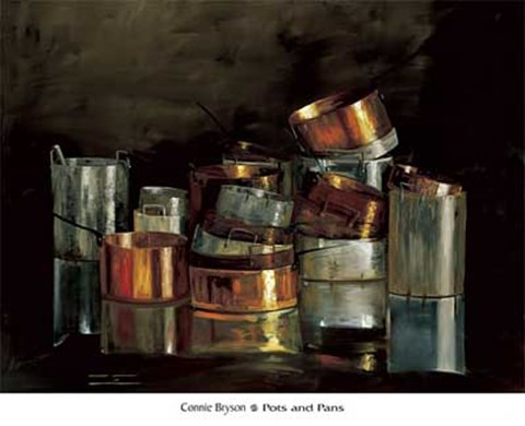 Framed Connie Bryson - Pots and Pans Size 24x19.5 Print