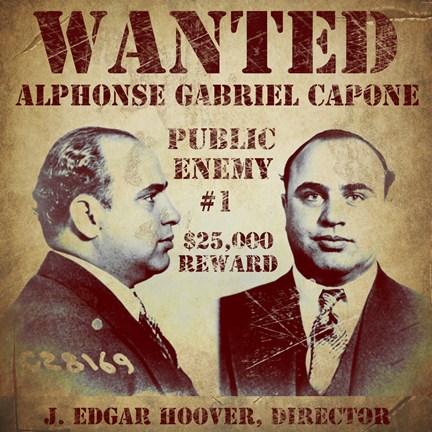 Framed Al Capone Wanted Poster Print