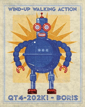 Framed Boris Box Art Robot Print