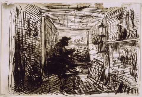 Framed Studio On The Boat,  c. 1860 Print