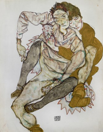 Framed Seated Couple (Egon Und Edith Schiele), 1915 Print