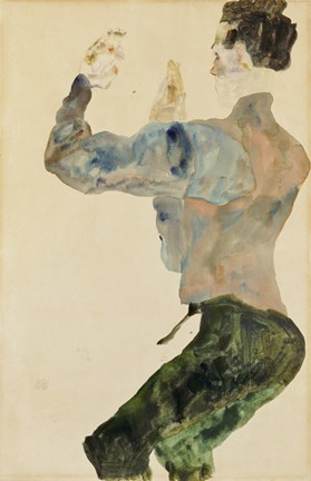 Framed Self-Portrait with Raised Arms, 1912 Print