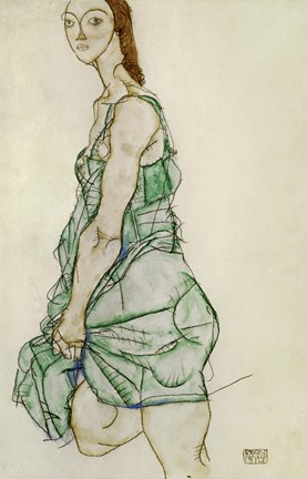 Standing Woman In Green Shirt by Egon Schiele