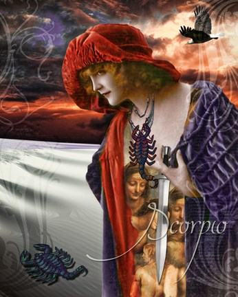 Framed Art Nouveau Zodiac Scorpio Print