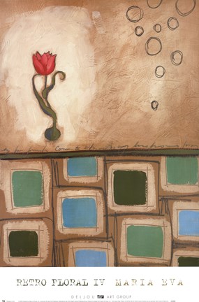 Framed Retro Floral IV Print