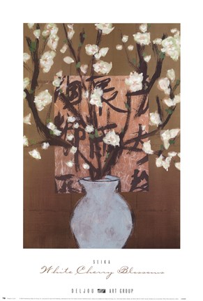 Framed White Cherry Blossoms Print