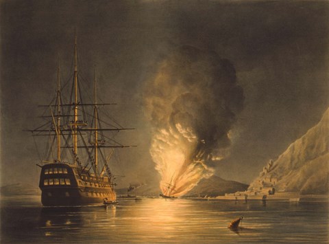Framed Explosion of the US Steam Frigate Missouri Print