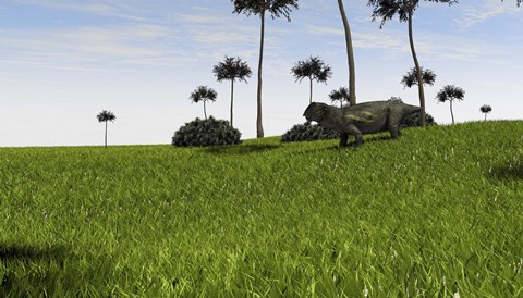 Framed Lystrosaurus in a Grassy Field Print