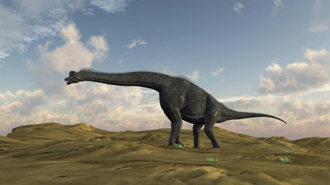 Framed Large Brachiosaurus in a Barren Evnironment Print