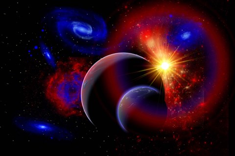 Framed Sunrise over Alien Worlds Print