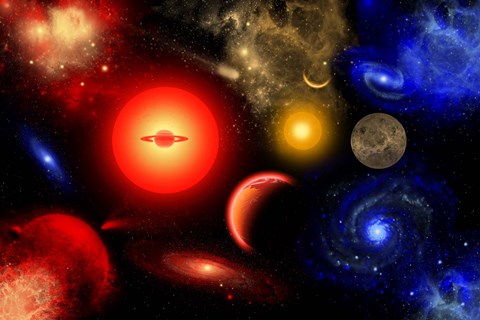 Framed Conceptual Image of Binary Star Systems Print