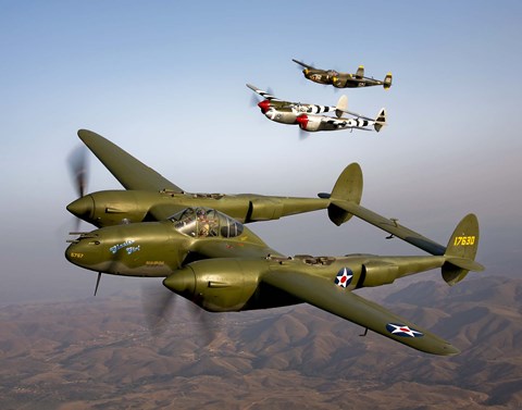 Framed Three Lockheed P-38 Lightnings Print
