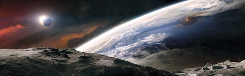 Framed Two Astronauts Exploring a Moon Print