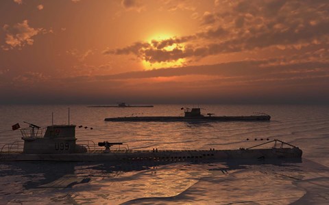 Framed Wolfpack of German U-Boat Submarines Print