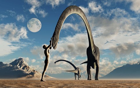 Framed Adam Greeting Omeisaurus Sauropod Dinosaurs Print