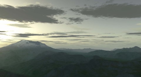 Framed Terragen Render at Twilight Print