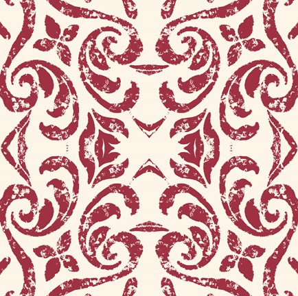 Framed Damask Red Print