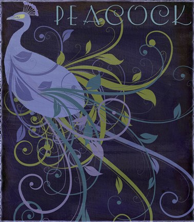 Framed Peacock Nouveau II Print