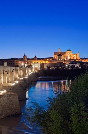 Framed Roman Bridge, Catedral Mosque of Cordoba, Cordoba, Andalucia, Spain Print