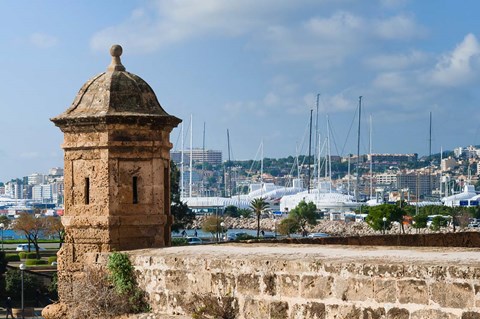 Framed City ramparts, Palma de Mallorca, Majorca, Balearic Islands, Spain Print