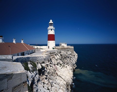 Framed Lighthouse, Europa Point, Gibraltar, Spain Print