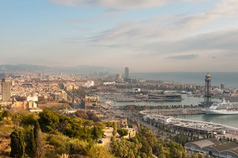 Framed View of Barcelona from Mirador del Alcade, Barcelona, Spain Print