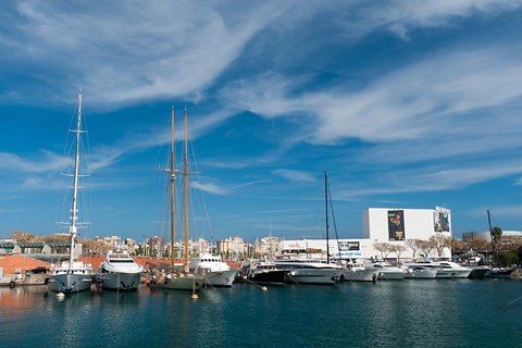 Framed Moll d&#39;Espana, Port Vell, Barcelona, Spain Print