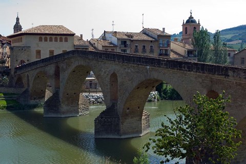 Framed Pedestrian Bridge over the Rio Arga, Puente la Reina, Navarra Region, Spain Print