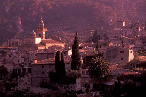 Framed View of Town and Cartuja de Valledemossa, Mallorca, Balearics, Spain Print