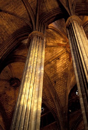 Framed Columns and Ceiling of St Eulalia Cathedral, Barcelona, Spain Print
