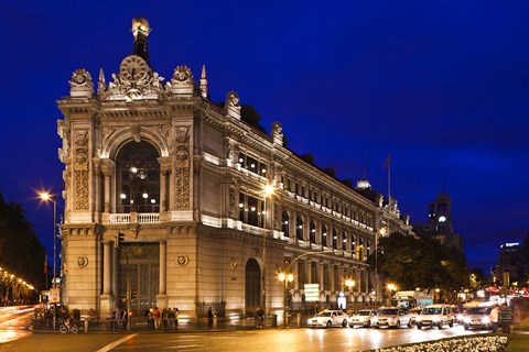 Framed Banco de Espana, Plaza de Cibeles, Madrid, Spain Print