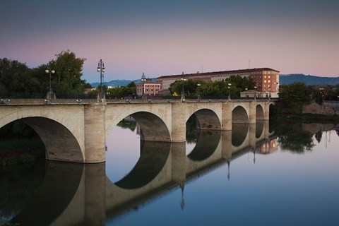 Framed Spain, Puente de Piedra bridge, Ebro River Print