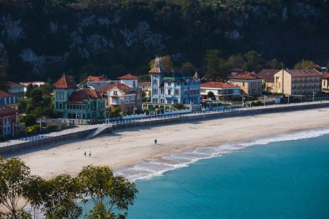 Framed Vacation Homes By Playa de Santa Marina, Ribadesella, Spain Print