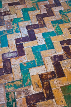 Framed Moorish Tiles, The Alcazar, Seville, Spain Print