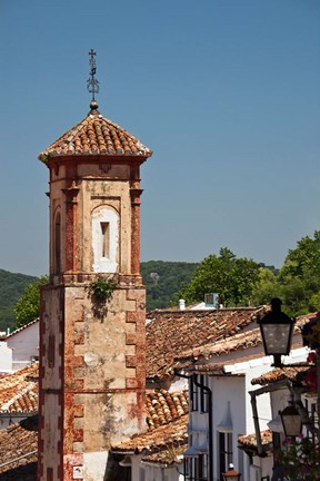 Framed Spain, Andalucia, Grazalema The bell tower of Iglesia de San Juan Print