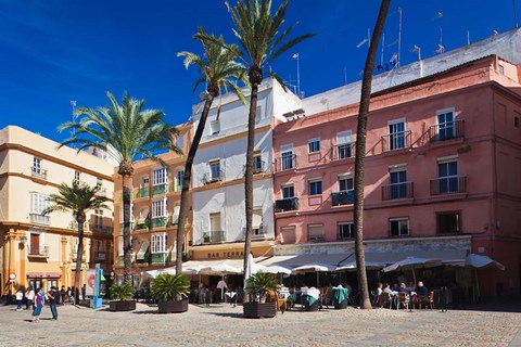 Framed Spain, Cadiz, buildings on Plaza de la Catedral Print
