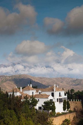Framed View Of Villas And La Torresilla Mountain, Malaga Province, Spain Print