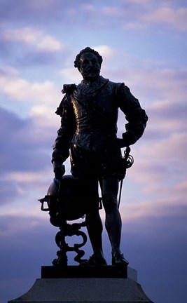 Framed Sir Francis Drake Statue, Plymouth, England Print