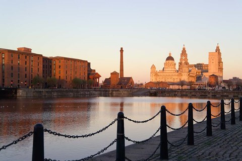 Framed Liver Building from Albert Dock, Liverpool, Merseyside, England Print