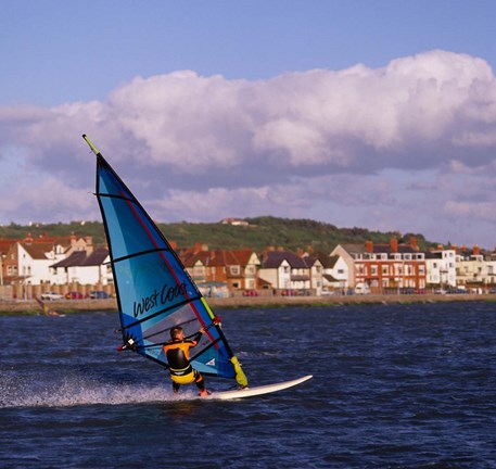 Framed Marine Lake Windsurfer, Wirral, Merseyside, England Print