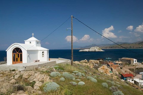 Framed Agios Pantelemonos Waterfront Church, Gavathas, Lesvos, Mithymna, Greece Print